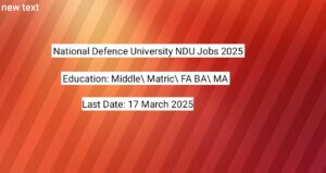 National Defence University NDU Islamabad Jobs 2025