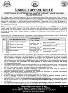 Punjab Social Protection Authority PSPA Jobs Online Apply
